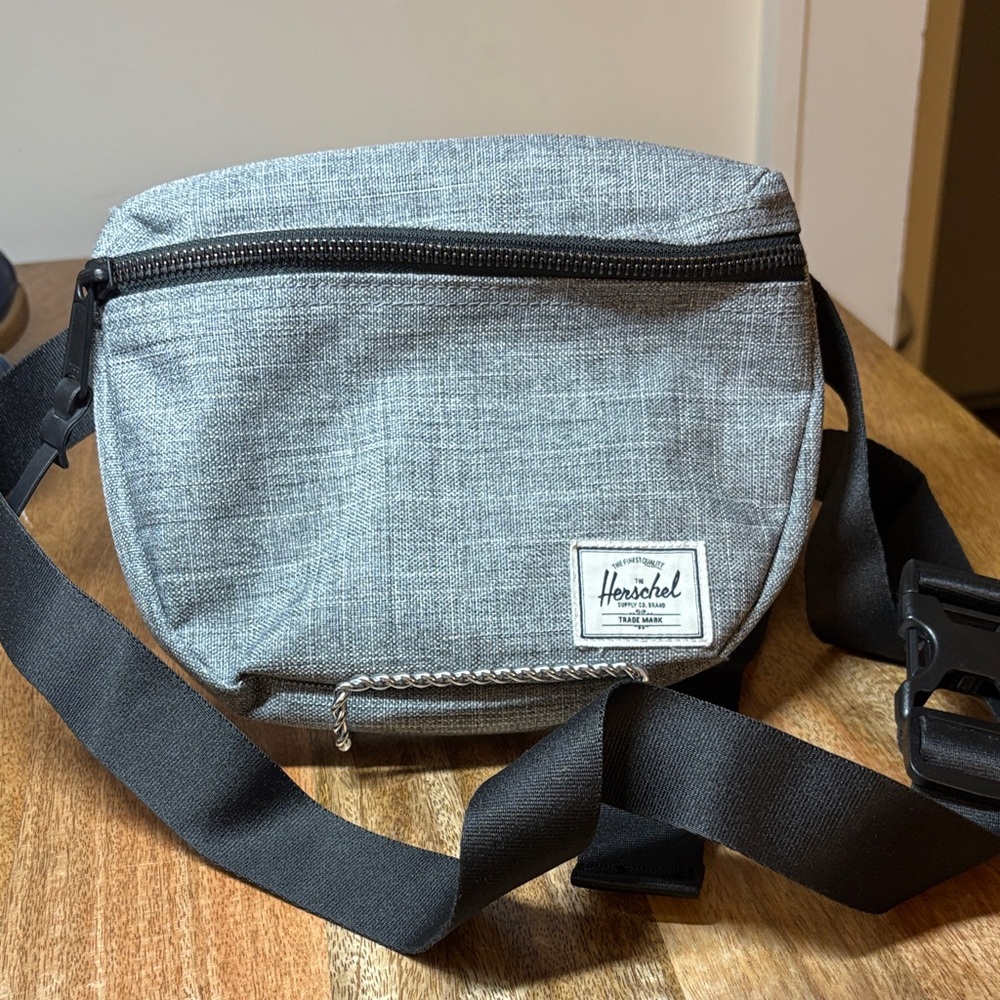 Herschel Black Gray canvas Belt Bag Fanny Pack Crossbody